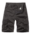 Detail view of charcoal grey cargo shorts showing multi-pocket structure and canvas texture - EU 30 / Dark Gray
