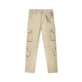 Detailed view of khaki cargo pants featuring multiple utility pockets and zipper accents - EU 28 / Khaki
