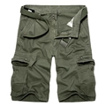 Relaxed fit cargo shorts for men in olive green with multi-pocket design and belt - EU 29 / Army Green