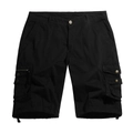 Pantaloncini cargo neri da uomo con tasche multiple, twill di cotone e coulisse - EU 42 / Nero