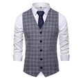 Chaleco de hombre talla grande a cuadros grises con camisa blanca y corbata azul - S / Cuadros Grises