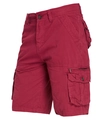 Men's loose cargo shorts in dark red featuring multiple tactical pockets and durable cotton - EU 30 / Burgundy