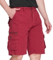 Men's loose fit cargo shorts in deep red with multi-pocket design and durable fabric - EU 30 / Burgundy