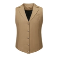Classic khaki V-neck vest for men with five gold buttons and tailored fit design - S / Khaki