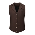Classic dark brown slim fit V-neck vest with five vintage buttons for business - S / Coffee