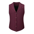 Elegant slim fit burgundy V-neck vest for women featuring classic metal buttons and lapels - S / Fuschia
