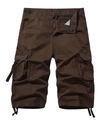 Detailed close-up of dark brown cotton cargo shorts with functional pockets and drawstring hem - Coffee