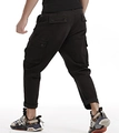 Detail view of mens dark brown camouflage cargo pants with functional utility pockets - EU 29 / Black