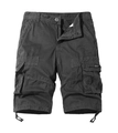Detail of dark grey cargo shorts with multi-pocket design and adjustable leg drawstrings - Dark Gray