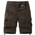 Men's dark brown cargo shorts with durable cotton fabric and side flap pockets - Coffee