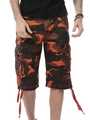 Men's orange camo cargo shorts with multi-pockets and drawstring hem in loose fit - EU 29 / Orange Camouflage
