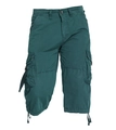 Detail view of cargo capri shorts with functional side flap pockets and adjustable hems - EU 30 / Teal