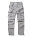 Detail view of men's casual cargo pants with elastic waist and side zipper pockets - EU 29 / Light Gray