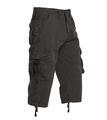 Detail view of charcoal cargo shorts with side flap pockets and adjustable drawstring hem - Dark Gray