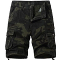 Men's camouflage cargo shorts with multi-pockets and loose fit for summer outdoor casual wear - Dark Army Camo