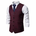 Detail of burgundy slim fit business vest with five-button closure and faux pockets - S / Burgundy