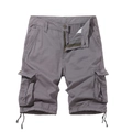 Dunkelgraue Cargo-Shorts für Herren aus Baumwolle mit Taschen und Kordelzug am Saum - Grau
