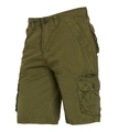 Pantaloncini cargo da uomo verde militare in tela con tasche laterali e zip dettagli - EU 30 / Verde Scuro