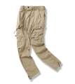 Detail of khaki cargo pants featuring elastic drawstring waist and large flap pockets - EU 29 / Khaki