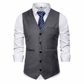 Detalle del chaleco gris de vestir para hombre con cinco botones y bolsillos frontales - S / gris oscuro