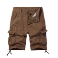 Herren Cargo-Shorts in Braun mit großen Seitentaschen und Kordelzug am Saum für Outdoor - Kaffeebraun