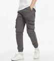 Men's dark grey jogger cargo pants with multiple pockets and elastic waist design - EU 29 / Dark Gray