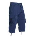 Men's dark blue cargo shorts featuring multi-pocket design and adjustable hem drawstrings - Deep Blue