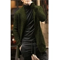 Dunkelgrüner Strickcardigan für Herren mit langen Ärmeln und offener Front im Freizeitstil - S / Armeegrün