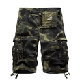 Pantaloncini cargo mimetici da uomo con tasche multiple e motivo mimetico giungla - EU 30 / Verde Militare Scuro