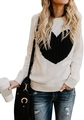 Women's casual long sleeve knit sweater in cream with large black heart pattern detail - S / Apricot