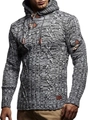 Slim fit gebreide herentrui met capuchon, houtje-touwtje sluiting en stijlvol patroon - S / Grijs