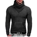 Jersey gris oscuro para hombre con cuello alto, cremallera lateral y bolsillo canguro - S / gris oscuro