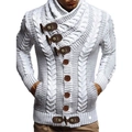 Weiße Strickjacke für Herren mit klassischem Zopfmuster, Knebelknöpfen und warmem Schalkragen - S / Weiß