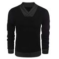Klassischer Herren-Strickpullover mit V-Ausschnitt in Schwarz und gestreiften Rippbündchen - S / Schwarz