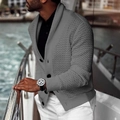 Herren Strickjacke in Dunkelgrau mit Schalkragen und Waffelstrickmuster für Freizeitmode - S / Grau