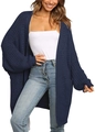 Detailed close-up of dark blue knit cardigan showing hollow breathable texture and pockets - Dark Blue
