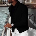 Herren Strickjacke in Schwarz mit Waffelstruktur, Langarm und legerem Revers-Kragen - S / Schwarz