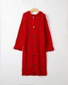 Cardigan lungo rosso con cappuccio, abbottonatura singola e vestibilità morbida - S / Rosso