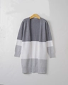 Cardigan in maglia a maniche lunghe da donna con design a blocchi di colore - S / Grigio