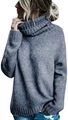 Close-up of chunky grey turtleneck knit sweater featuring loose fit and rib-knit cuffs - S / Dark Gray