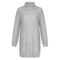 Detaillierte Textur von grauem Strick-Rollkragenkleid mit Rippenmuster und weichem Stoff - S / Hellgrau