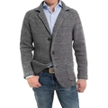 Men's dark grey knit blazer cardigan featuring textured wool and two buttons - M / Dark Gray