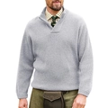 Maglione da uomo in maglia a coste grigio chiaro con collo alto sovrapposto e stile retrò - M / Grigio chiaro