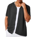 Heren zwart gebreid vest met korte mouwen en opengewerkt haakwerk voor een casual zomerstijl - S / Zwart