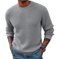 Maglione classico da uomo a girocollo in maglia a nido d'ape grigio medio con costine - S / Grigio chiaro