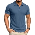 Klassisches, schmal geschnittenes Herren-Poloshirt in Marineblau mit Rippenstruktur - L / Blau