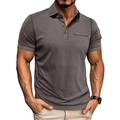 Polo de hombre gris de manga corta slim fit con costuras en contraste y bolsillo en el pecho - S / gris oscuro