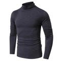 Detailed close-up of dark grey turtleneck t-shirt featuring high-quality heather texture - Dark Gray