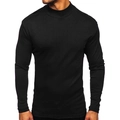 Dettaglio di maglia da uomo nera a maniche lunghe con collo a lupetto aderente - Taglia S / Top (Manica Lunga) / Nero