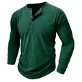 Dettaglio maglia henley verde scuro con tre bottoni in legno e trama manica raglan - S / Verde